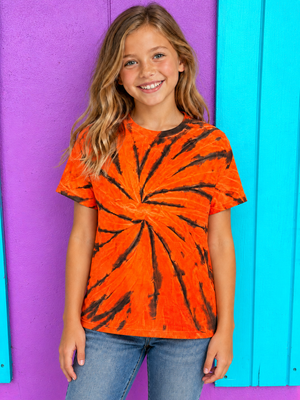Orange & Black Twist Tie-Dye Tee - Blank