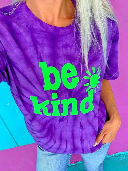 Be Kind Purple Pop Tie-Dye Tee