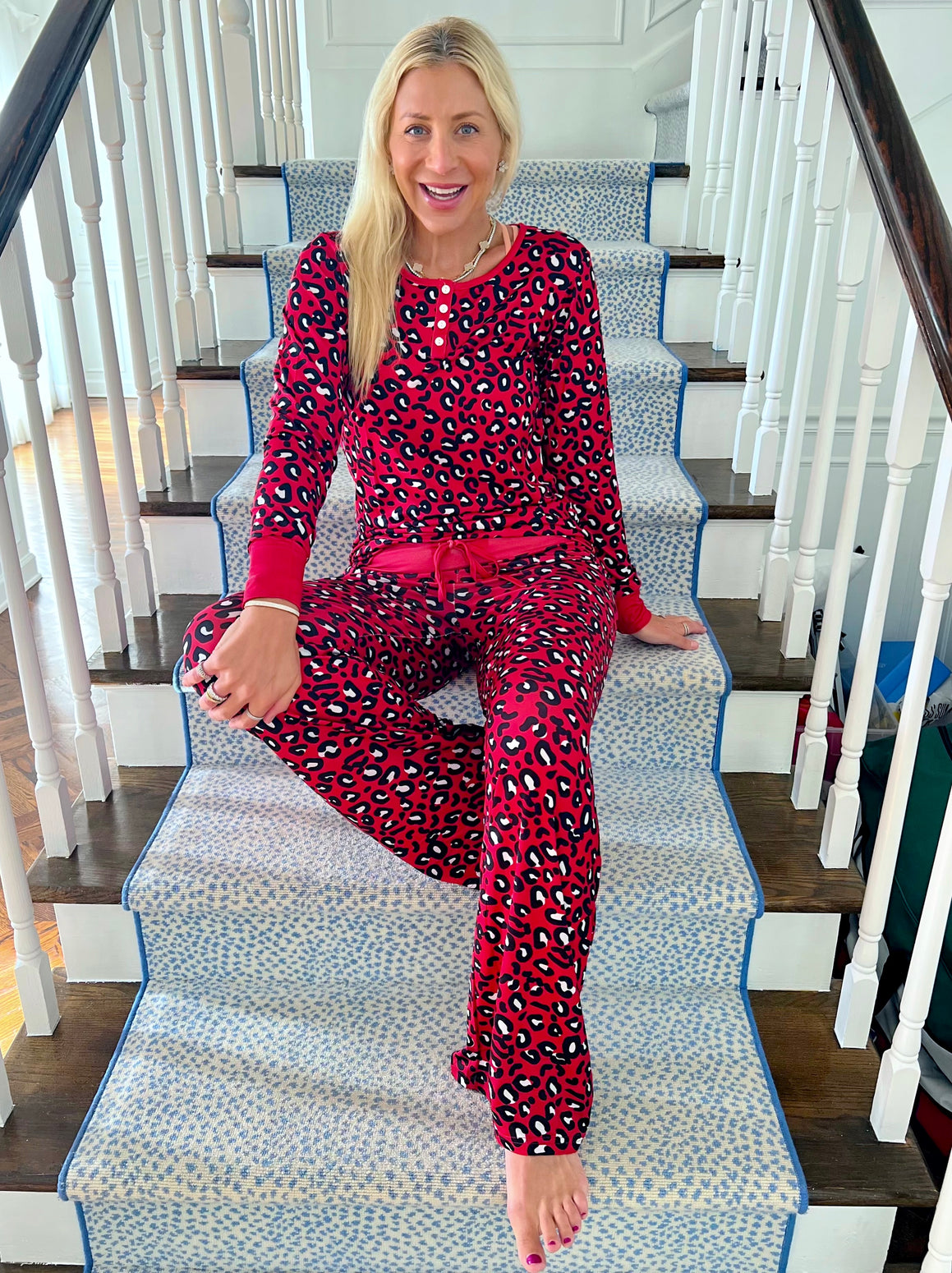 Red Leopard Pajama Set Women's PJs Sunshine Sisters