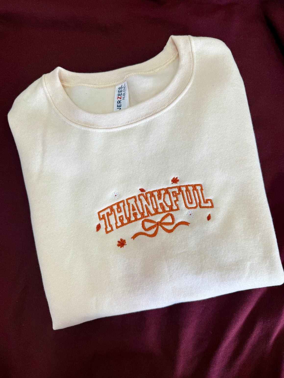 Thankful Cream Embroidered Sweatshirt