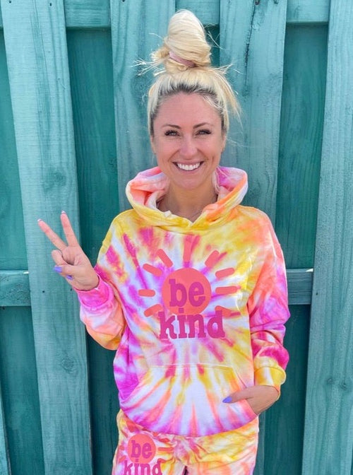 Be kind tie dye hoodie sale