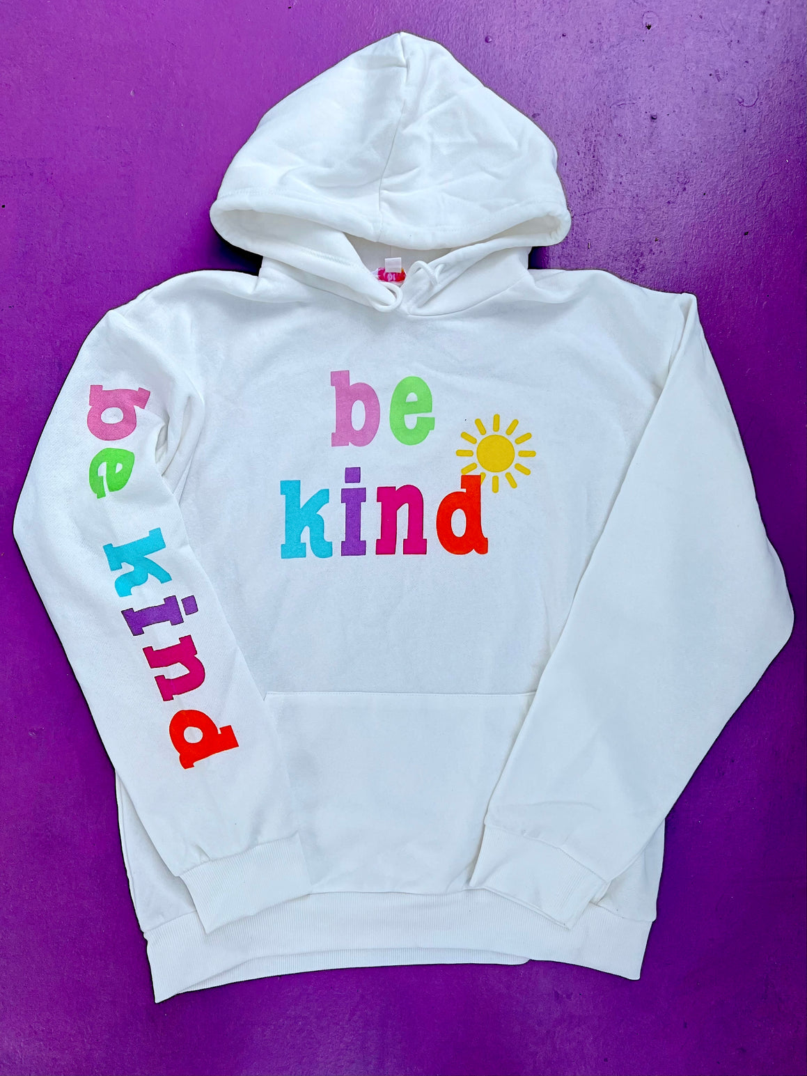 Be Kind White Rainbow Hoodie - Sunshine Sisters