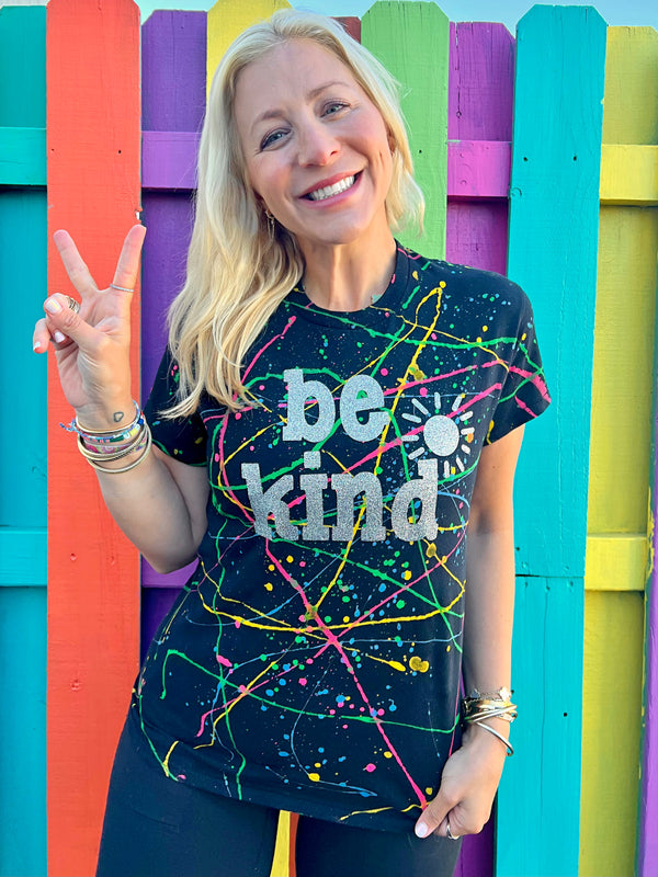 Be Kind Splatter Paint Tee - Limited Edition - Sunshine Sisters