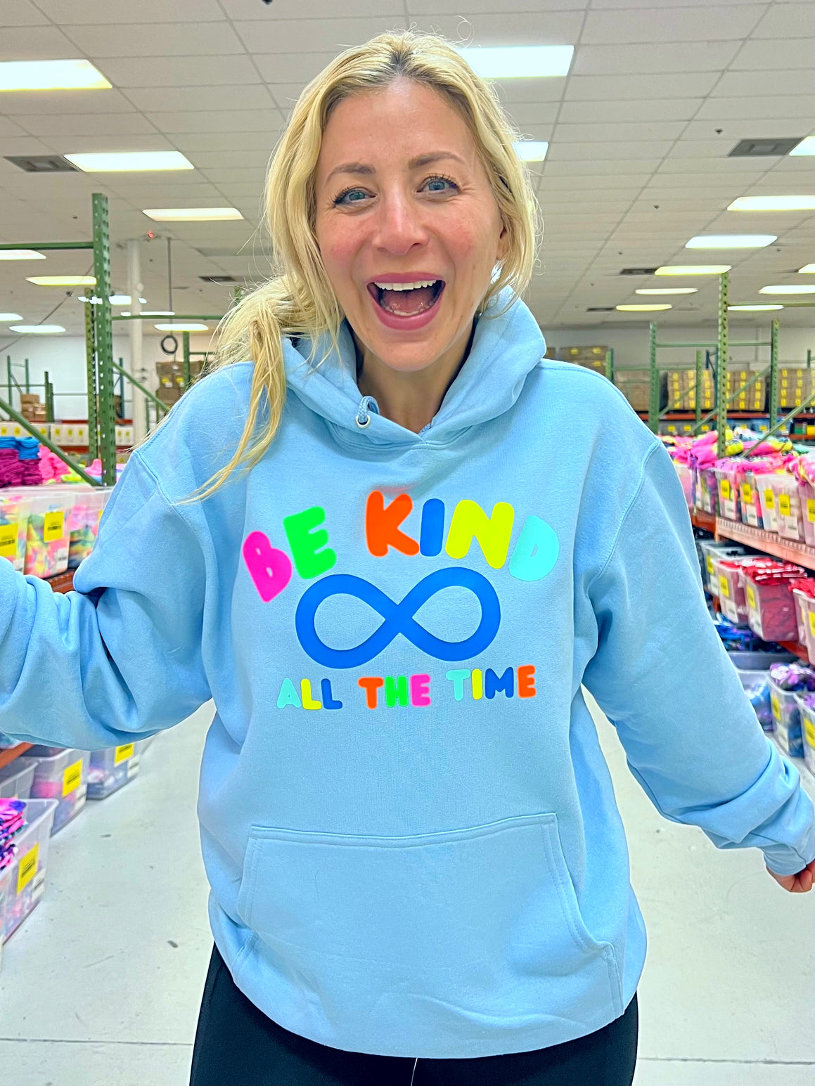 Be Kind All The Time Blue Hoodie For Autism Awareness Sunshine