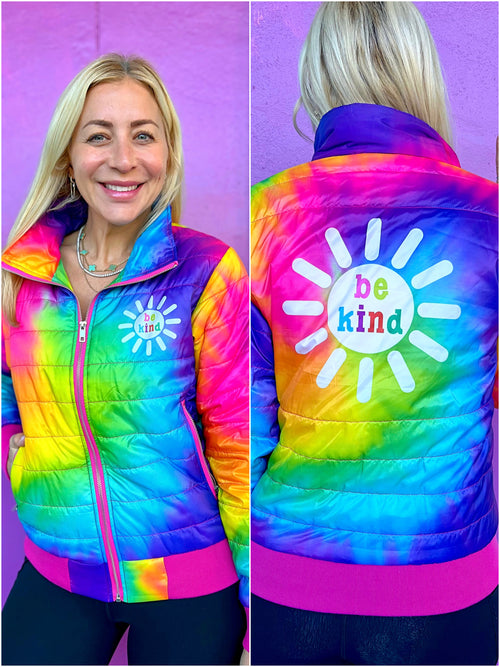 Be Kind Rainbow Puffer Jacket